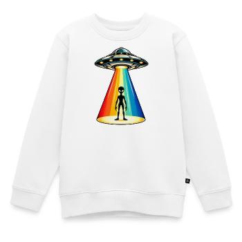 Rainbow Beam UFO-Entführung - Kinder Premium Organic Sweatshirt - Weiß - Vorne - AI Model Kid Male (0cm)