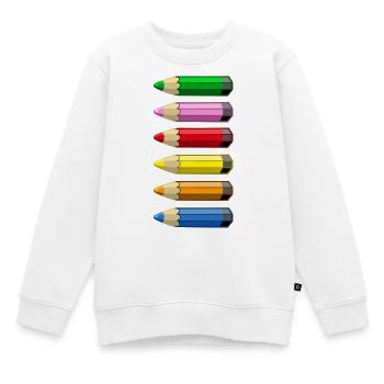 Crayons de couleurs - Sweat Premium enfant bio - blanc - Devant - AI Model Kid Male (0cm)