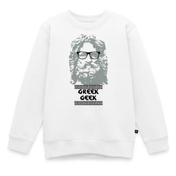 Greek Geek - Kinder Premium Organic Sweatshirt - Weiß - Vorne - AI Model Kid Male (0cm)