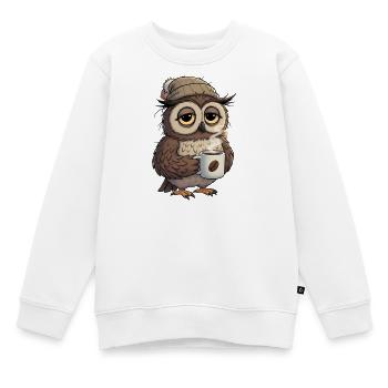 Verschlafene Eule Mit Kaffeetasse Cartoon - Kinder Premium Organic Sweatshirt - Weiß - Vorne - AI Model Kid Male (0cm)