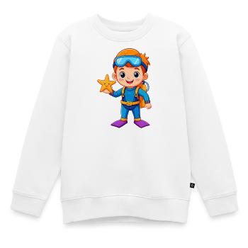 Garçon en combinaison de plongée avec une étoile de mer – aventure - Sweat Premium enfant bio - blanc - Devant - AI Model Kid Male (0cm)