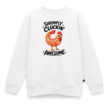 Henne mit Shrimps Lustiges Cartoon Motiv - Kinder Premium Organic Sweatshirt - Weiß - Vorne - AI Model Kid Male (0cm)