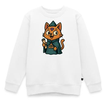 Purrscribe die Propheten-Katze - Kinder Premium Organic Sweatshirt - Weiß - Vorne - AI Model Kid Male (0cm)