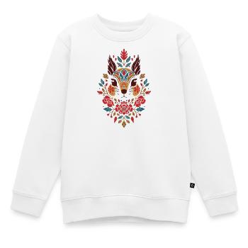 Blumen Eichhörnchen Kopf Folk-Art - Kinder Premium Organic Sweatshirt - Weiß - Vorne - AI Model Kid Male (0cm)