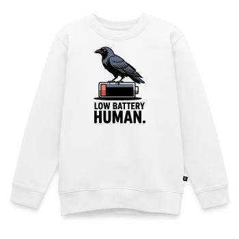 Raven über niedrige Batterie - Kinder Premium Organic Sweatshirt - Weiß - Vorne - AI Model Kid Male (0cm)
