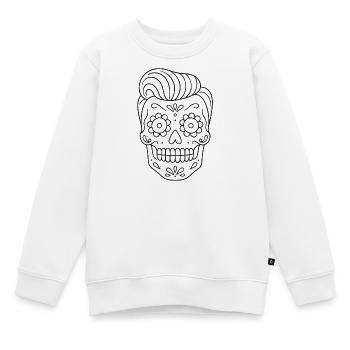 Mexican Totenkopf_Kurzhaarfrisur coloring page - Kids Premium Organic Sweatshirt - white - Front - AI Model Kid Male (0cm)