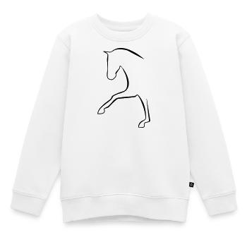 2541614 128432776 Dressurpferd - Kinder Premium Organic Sweatshirt - Weiß - Vorne - AI Model Kid Male (0cm)