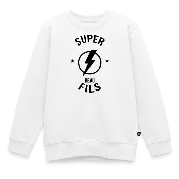 belle-fille / beau-fils / beau fils / belle fille - Sweat Premium enfant bio - blanc - Devant - AI Model Kid Male (0cm)