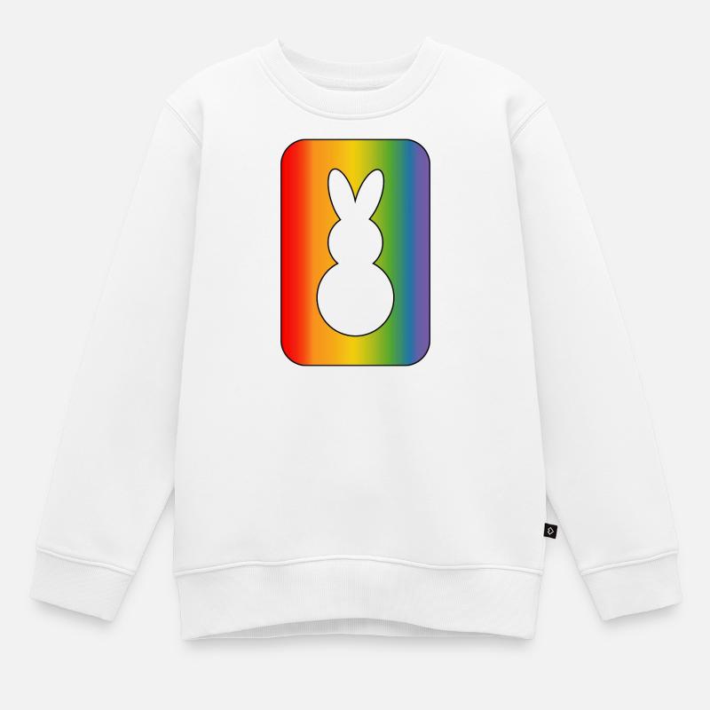 Lapin arc-en-ciel - Sweat Premium enfant bio - blanc