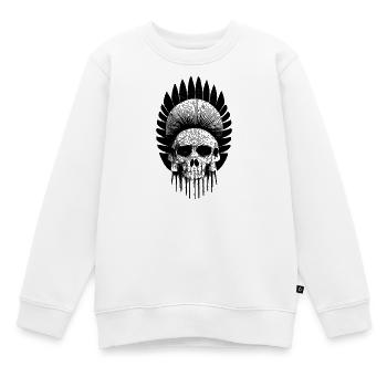 Totenkopf mit indischem Kopfschmuck - Kinder Premium Organic Sweatshirt - Weiß - Vorne - AI Model Kid Male (0cm)
