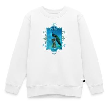 Die einzigartige Schönheit des faszinierenden Pfaus. - Kinder Premium Organic Sweatshirt - Weiß - Vorne - AI Model Kid Male (0cm)