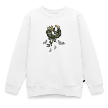 Eleganter Pfau in grünen Farben. - Kinder Premium Organic Sweatshirt - Weiß - Vorne - AI Model Kid Male (0cm)