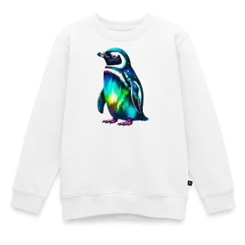 Aurora Borealis Pinguin - Kinder Premium Organic Sweatshirt - Weiß - Vorne - AI Model Kid Male (0cm)