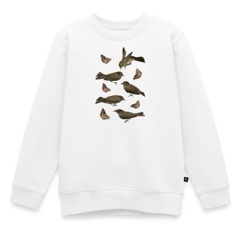 Passereau à fauvette noire avec papillon de Schiller - Sweat Premium enfant bio - blanc - Devant - AI Model Kid Male (0cm)