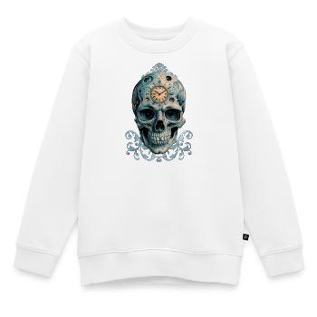 Der Schädel der Zeit: Römische Ziffern - Kinder Premium Organic Sweatshirt - Weiß - Vorne - AI Model Kid Male (0cm)
