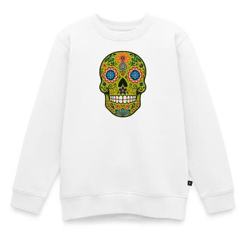 Calavera Loco – Der wilde Zuckerschädel - Kinder Premium Organic Sweatshirt - Weiß - Vorne - AI Model Kid Male (0cm)