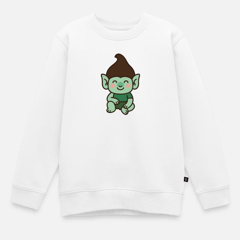 Troll mignon – style kawaii - Sweat Premium enfant bio - blanc