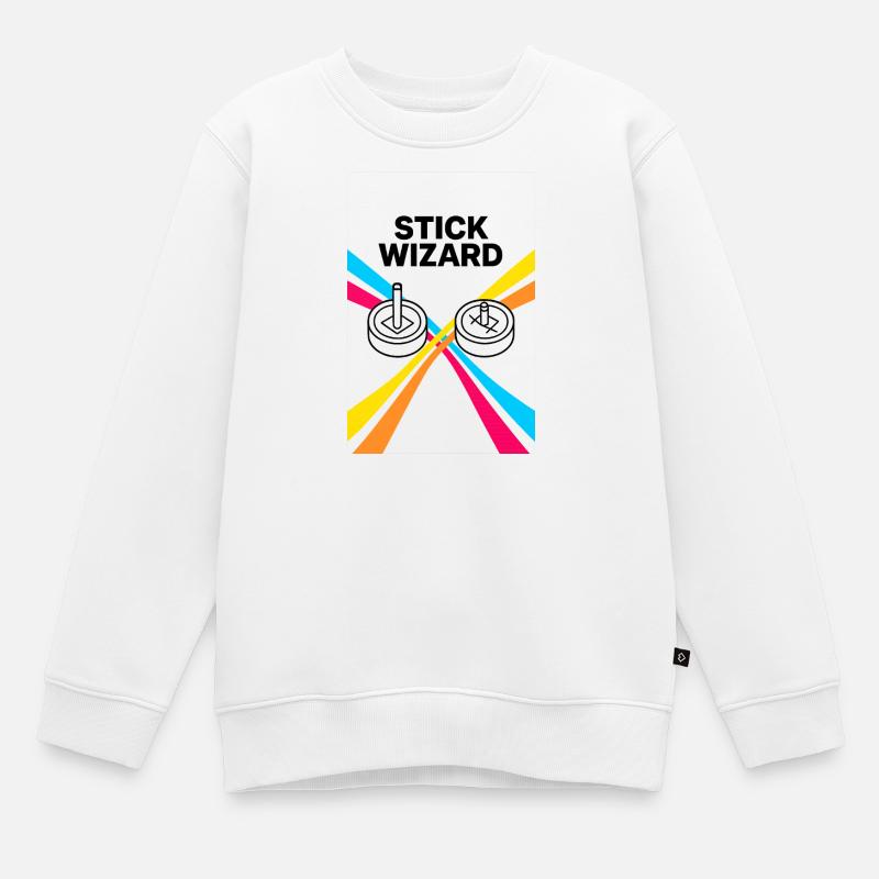 Stick Wizard Conception de jeu rétro - Sweat Premium enfant bio - blanc