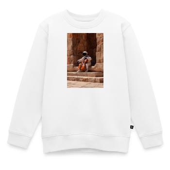 Astronaut spielt Cello in antiken Ruinen - Kinder Premium Organic Sweatshirt - Weiß - Vorne - AI Model Kid Male (0cm)