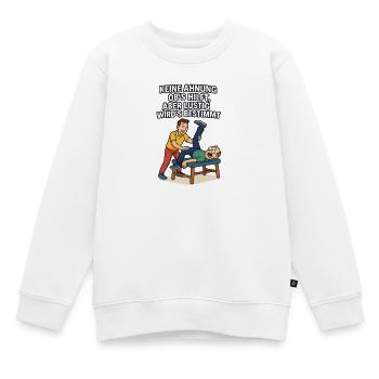 Physio Spruch Keine Ahnung ob's hilft lustig - Kinder Premium Organic Sweatshirt - Weiß - Vorne - AI Model Kid Male (0cm)