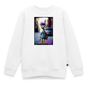 Verrückter Kukken Puppe  Bird mit bunter Frisur  - Kinder Premium Organic Sweatshirt - Weiß - Vorne - AI Model Kid Male (0cm)