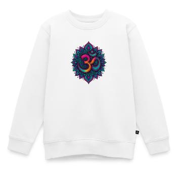 Psychédélique Om Goa Mandala - Sweat Premium enfant bio - blanc - Devant - AI Model Kid Male (0cm)