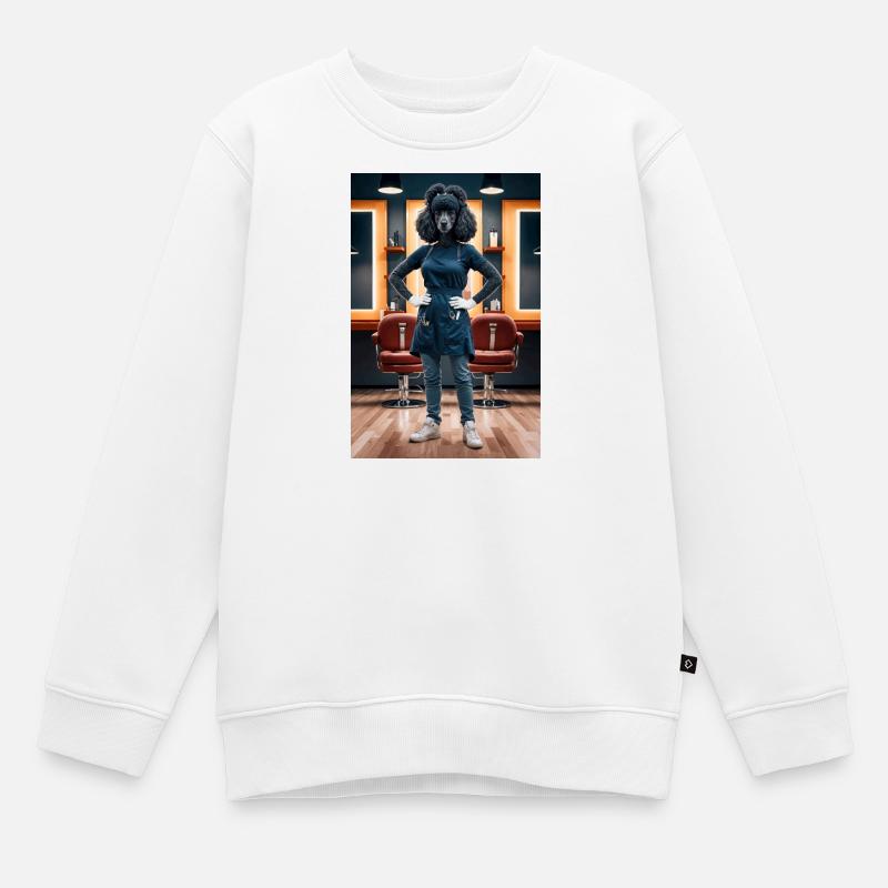 Coiffeur caniche humanoïde - Sweat Premium enfant bio - blanc