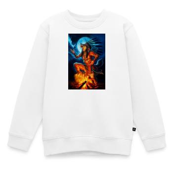 Loup chaman humanoïde - Sweat Premium enfant bio - blanc - Devant - AI Model Kid Male (0cm)