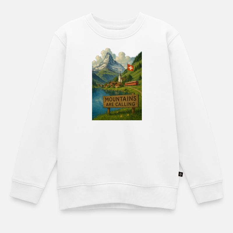 Swiss_alps - Sweat Premium enfant bio - blanc