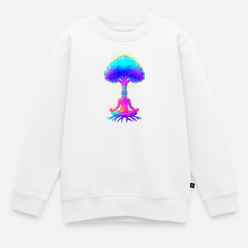 Néon Arbre de Méditation - Sweat Premium enfant bio - blanc