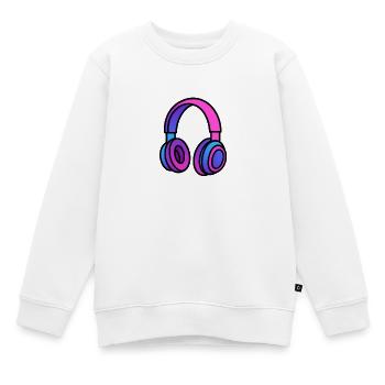 Neon Gradient Kopfhörer Illustration - Kinder Premium Organic Sweatshirt - Weiß - Vorne - AI Model Kid Male (0cm)