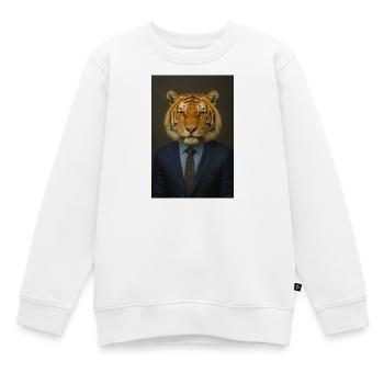 Tiger im Business-Anzug - Kinder Premium Organic Sweatshirt - Weiß - Vorne - AI Model Kid Male (0cm)
