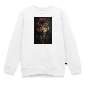 Blouson en cuir Wolf’s Punk Mohawk - Sweat Premium enfant bio - blanc - Devant - AI Model Kid Male (0cm)
