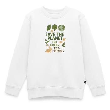 Retten Sie den Planeten: Werden Sie grün, umweltfreundlich - Kinder Premium Organic Sweatshirt - Weiß - Vorne - AI Model Kid Male (0cm)