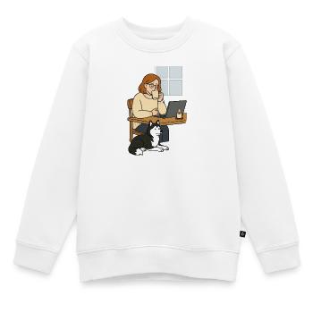 Kaffeepause im Homeoffice Hund - Kinder Premium Organic Sweatshirt - Weiß - Vorne - AI Model Kid Male (0cm)
