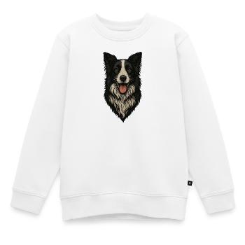 Border Collie Portrait Vintage Ink - Kinder Premium Organic Sweatshirt - Weiß - Vorne - AI Model Kid Male (0cm)