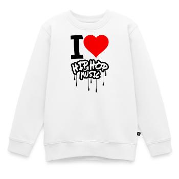 I Love Hip Hop Music - Kinder Premium Organic Sweatshirt - Weiß - Vorne - AI Model Kid Male (0cm)