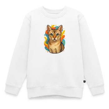 Singapura Katze Farbexplosion - Kinder Premium Organic Sweatshirt - Weiß - Vorne - AI Model Kid Male (0cm)