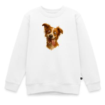 Lachender Hund mit Zunge - Kinder Premium Organic Sweatshirt - Weiß - Vorne - AI Model Kid Male (0cm)