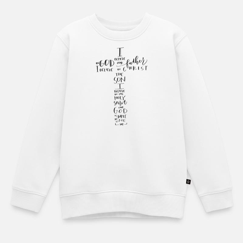 Glaubenskreuz Handschrift Text - Kinder Premium Organic Sweatshirt - Weiß