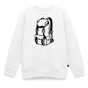 Voyage de camping avec symbole de sac à dos - Sweat Premium enfant bio - blanc - Devant - AI Model Kid Male (0cm)