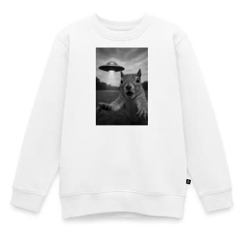 UFO Squirrel Encounter - Kids Premium Organic Sweatshirt - white - Front - AI Model Kid Male (0cm)