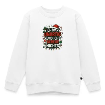 Vilain et je ne regrette rien – dire Noël - Sweat Premium enfant bio - blanc - Devant - AI Model Kid Male (0cm)