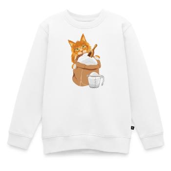 Un chat roux jette un coup d’œil derrière le sac - Sweat Premium enfant bio - blanc - Devant - AI Model Kid Male (0cm)