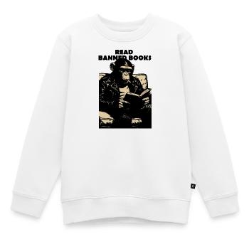 Read Banned Books Chimp - Kids Premium Organic Sweatshirt - white - Front - AI Model Kid Male (0cm)