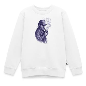 Détective fumeur de pipe dans l’ombre - Sweat Premium enfant bio - blanc - Devant - AI Model Kid Male (0cm)