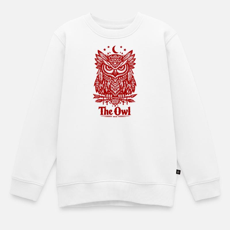 La chouette - Sweat Premium enfant bio - blanc