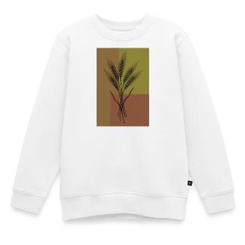 Weizen Ähren Line Art – Botanisches Design - Kinder Premium Organic Sweatshirt - Weiß - Vorne - AI Model Kid Male (0cm)