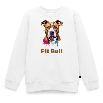 Pitbull Portrait mit Farbspritzern - Kinder Premium Organic Sweatshirt - Weiß - Vorne - AI Model Kid Male (0cm)