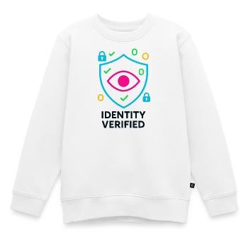 Verifizierte Identität, manipulationssicherer Cyber-Schild - Kinder Premium Organic Sweatshirt - Weiß - Vorne - AI Model Kid Male (0cm)
